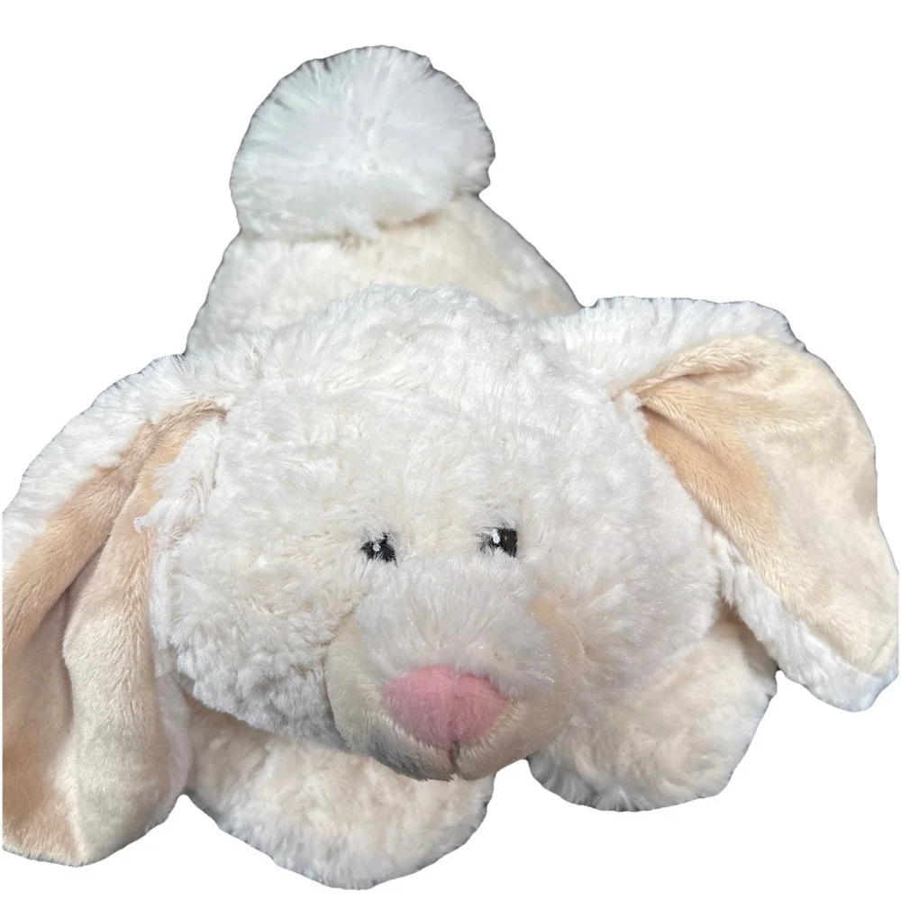 Aurora World Cream Bunny Rabbit Plush Floppy Ears White Pom Pom‎ Tail Soft Toy